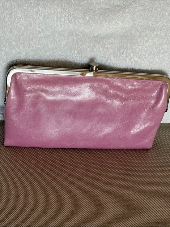 HOBO Handbags - HOBO Lauren Lavender Leather Silver Frame KISS Lock Clasp  Clutch Flaw